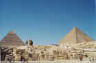 The plateau of Giza. The Sphinx represents the pharaoh Khafre/Chephren
