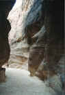 The approach to Petra, the ancient city of the Nabateans, goes through this narrow canyon 