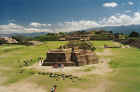 About 300m long and 200m wide, the center of Monte Alban.