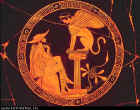 The red-figure painting technique replaces incision on clay, permitting greater expressiveness and flexibility. 